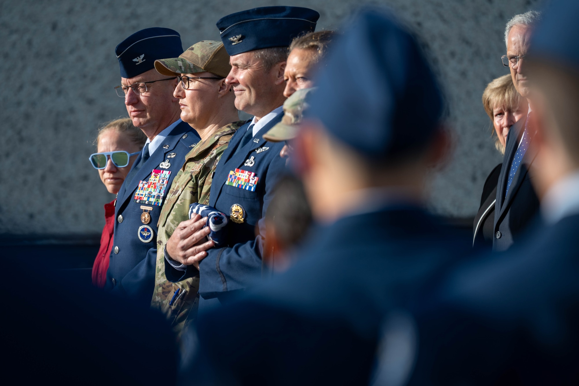 U.S. Air Force leaders stand during a 9/11 memorial ceremony