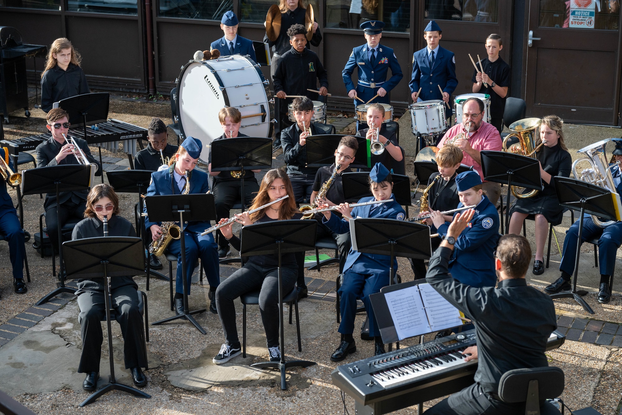 The members of the school band perform during a 9/11 memorial ceremony