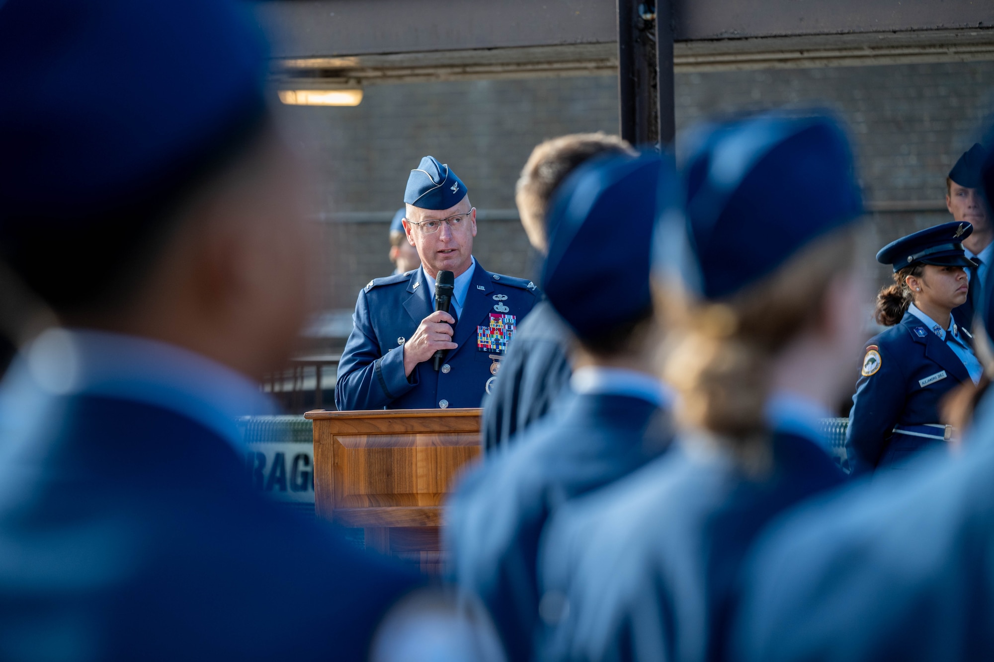 Col. Michael J. Jewell speaks during a 9/11 memorial ceremony