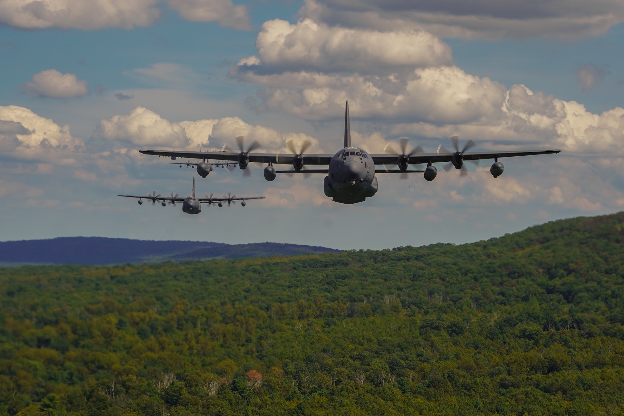 The 193rd Special Operations Wing conducts a six-aircraft training flight to honor the memory of the nearly 3,000 innocent victims who died in the 9/11 terrorist attacks, and the first responders who risked their own lives to save others.