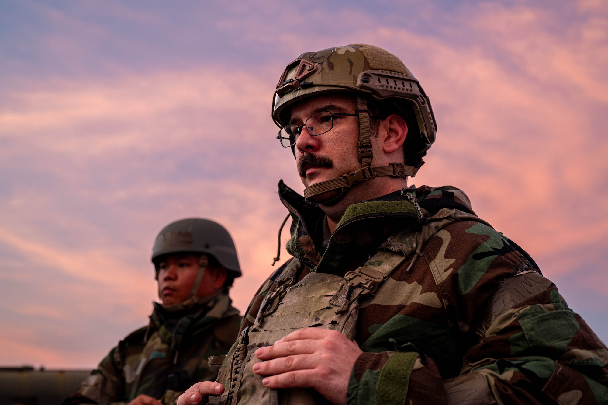 U.S. Air Force Airmen assigned to the 18th Wing, take part in a chemical, biological, radiological and nuclear defense training course at Kadena Air Base, Japan, Sept. 4, 2025. The training prepares service members to stay calm, communicate, and work through the difficulties of a contaminated battlefield. (U.S. Air Force photo by Airman Nathaniel Jackson)
