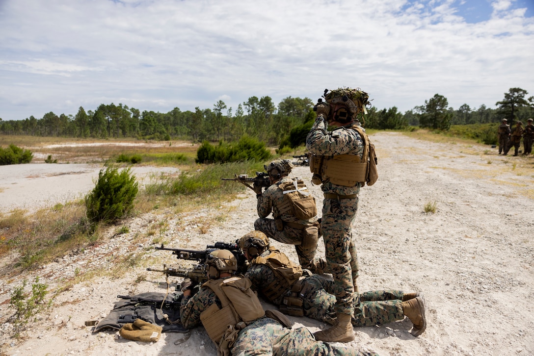 U.S. Marines with 2nd Battalion 2nd Marine Regiment, fire the M240B during a medium machine gun range as part of exercise UNITAS 2025 at Marine Corps Base Camp Lejeune, North Carolina, Sep. 14, 2025. UNITAS, which is Latin for “unity,” was conceived in 1959 and has taken place annually since first conducted in 1960. This year marks the 66th iteration of the world’s longest running annual multinational maritime exercise. (U.S. Marine Corps photo by Lance Cpl. Payton Goodrich)