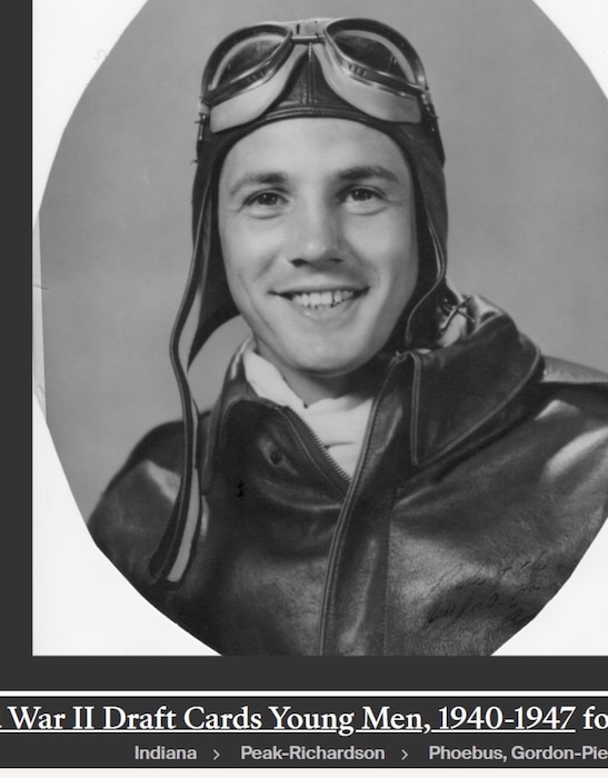 Maj. Robert Pickrell Sr. poses for a picture for a World War II draft card. Maj. Pickrell flew missions for the U.S. Army Air Corps.