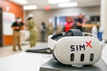A SimX virtual reality headset rests on a table during a demonstration at Wilford Hall Ambulatory Surgical Center, Joint Base San Antonio-Lackland, Texas, Sept. 5, 2025.