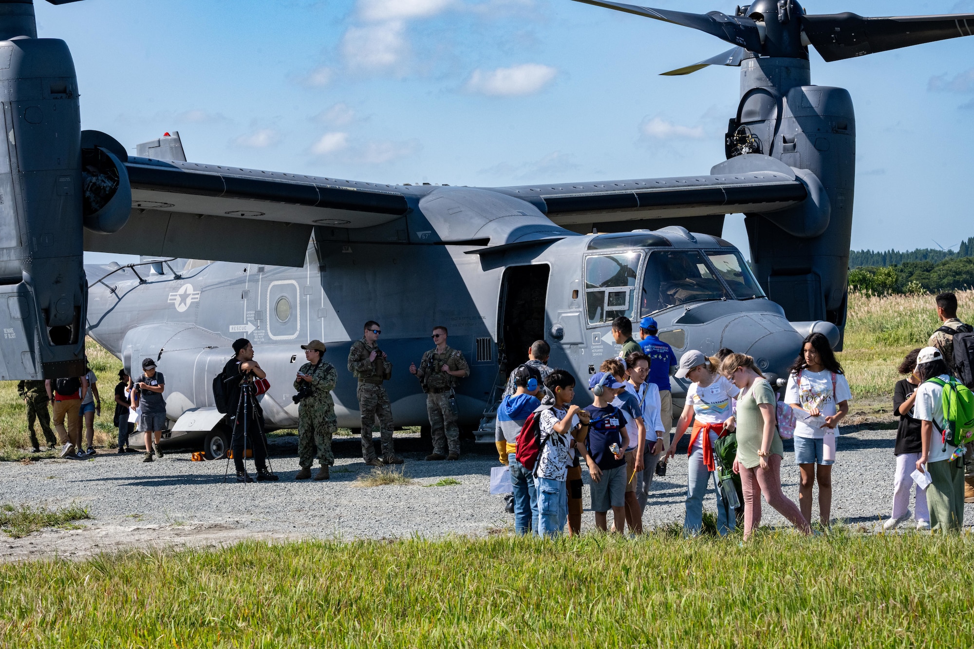 A U.S. Air Force CV-22 Osprey static display is used for viewing and touring during Range Day 2025 at Draughon Range.