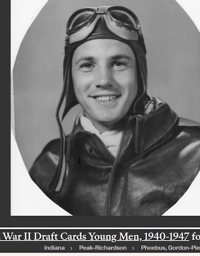 Maj. Robert Pickrell Sr. poses for a picture for a World War II draft card. Maj. Pickrell flew missions for the U.S. Army Air Corps.