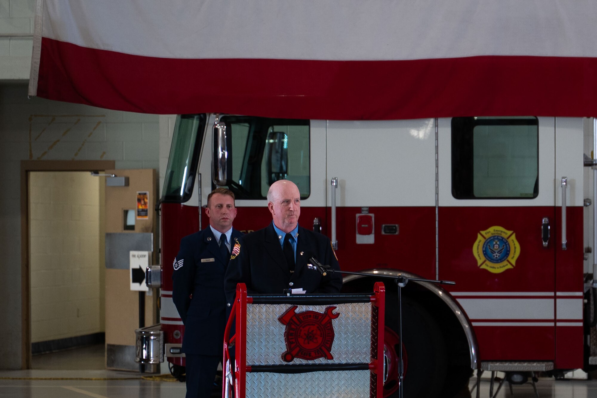 Bill Hayes, retired New York firefighter, speaks during the 9/11 Remembrance Ceremony