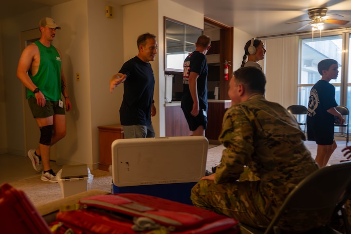 U.S. Air Force Col. Paul Davidson participates in the 9/11 remembrance stair climb at Misawa Air base, Japan. Sept 11, 2025.