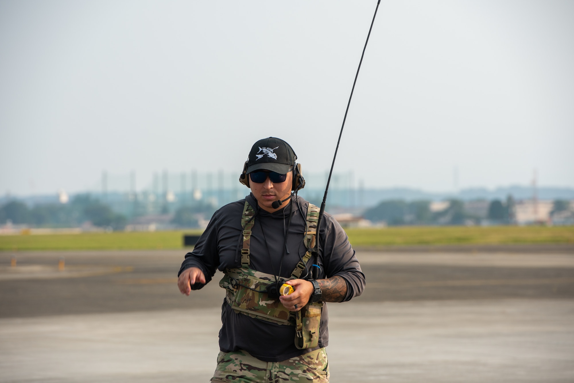 Service member provides wind speed and directions to the aircraft while being on the ground.