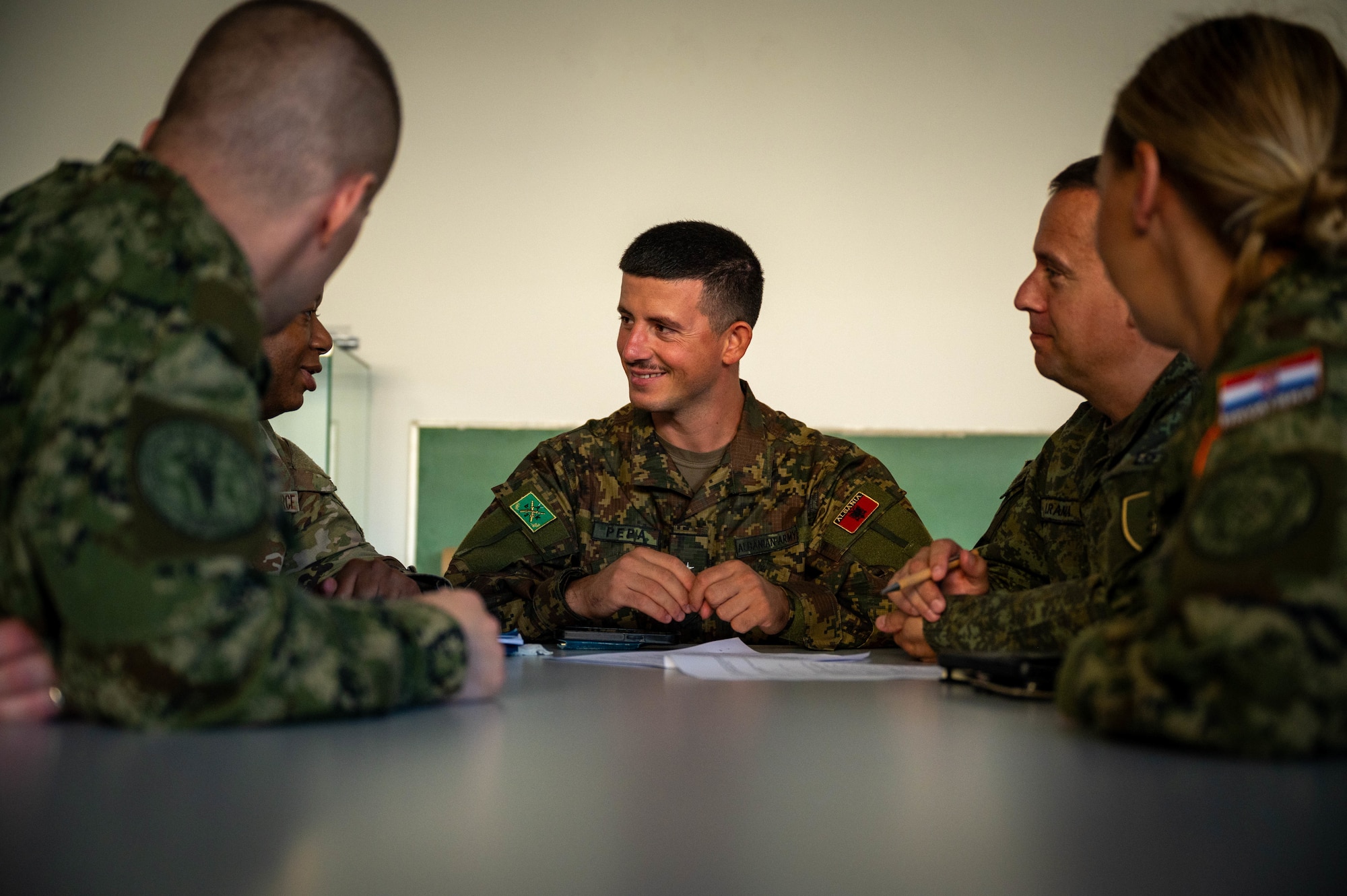 Participants coordinate best Role 2B practices during a global health engagement at the Military Medical Center in Zagreb