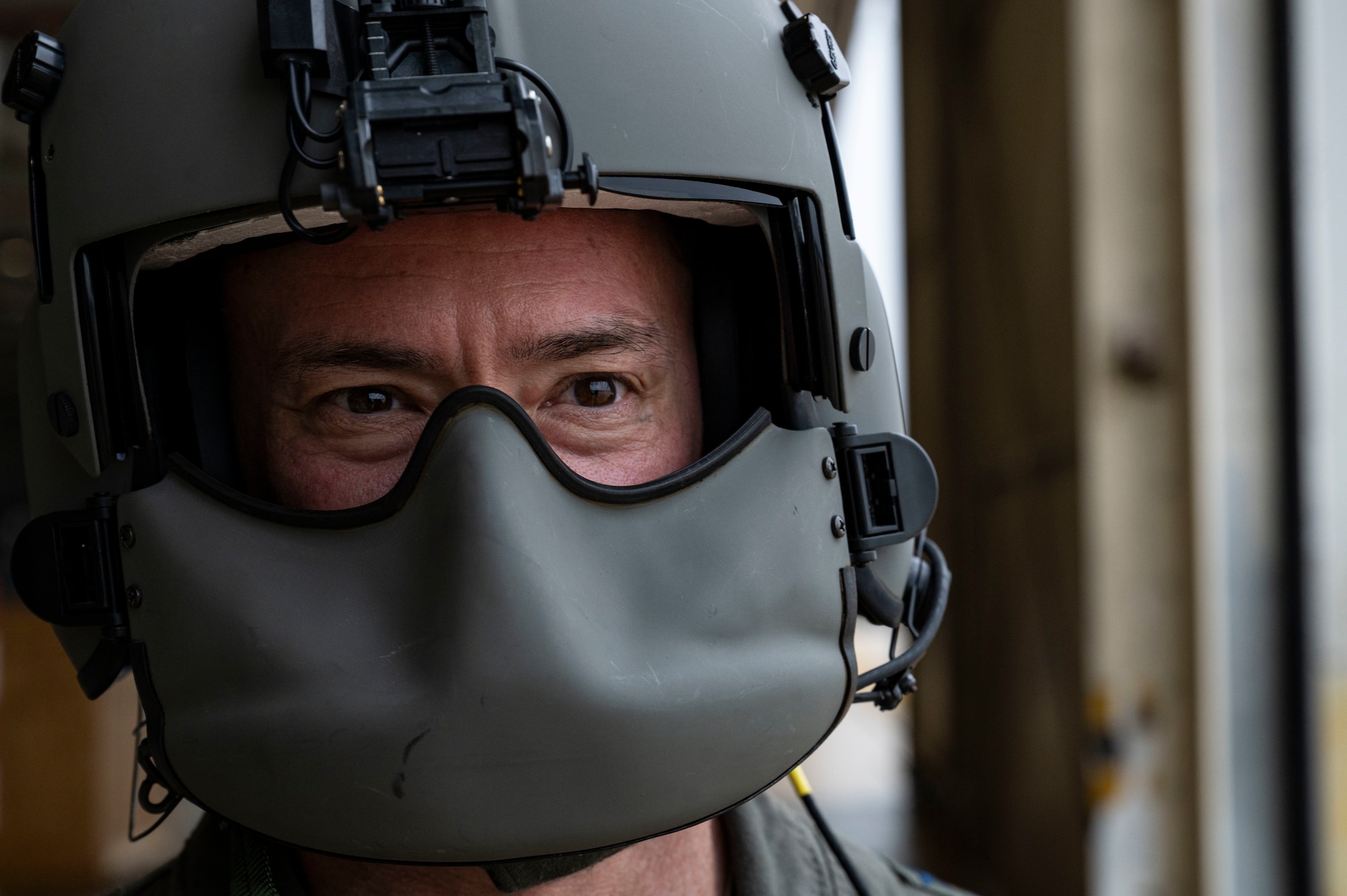Gen. Moga in a flight helmet