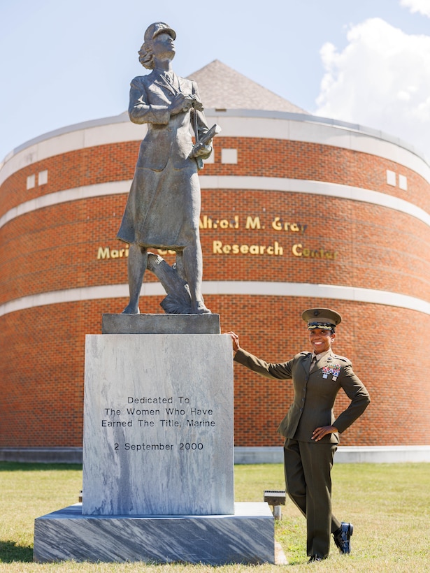 U.S. Marine Corps Lt. Col. Rhonda C. Martin, the assistant chief of staff manpower, poses for a photo at the Gray Research Center on Marine Corps Base Quantico, Virginia, Sept. 11, 2025. Martin is currently the longest serving active-duty Marine. She spent over 40 years in the Marine Corps, during her first 14 years she served as an enlisted Marine and reached the rank of staff sergeant before she decided to become an officer. With her decades of service, she witnessed and experienced key changes in the structure of the Corps as it relates to women Marines. She enlisted in 1984, a time where women Marines weren’t allowed to wield rifles or qualify on the range, and she was an advocate for change throughout her time in the Corps. Coming full circle, in 2016, she witnessed women officially serve in combat roles when the policy was enacted. Martin explained that she never intended to stay in the Marine Corps for 41 years. Her goals were set for three years at a time or by duty station, but there was always an opportunity that came along which kept her from exiting the Marine Corps. “I would not be here if it weren't for the Marines, Sailors, and civilians that I have worked with over the years,” Martin said humbly. “Sharing my experiences with next generation Marines has always been a motivator to stick around. I love the Marine Corps, so it will be a bittersweet day to retire; however, I am confident that those behind me will continue to serve honorably and make us all proud.” (U.S. Marine Corps photo by Lance Cpl. Harleigh Faulk)