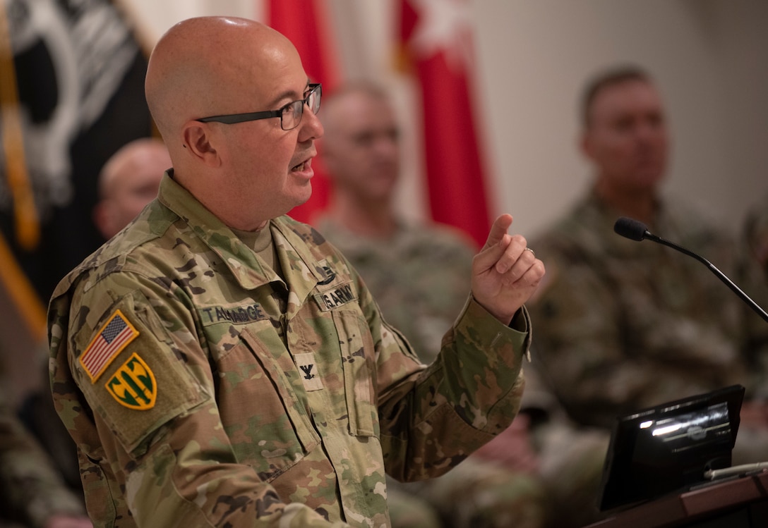Col. Talmadge delivers remarks