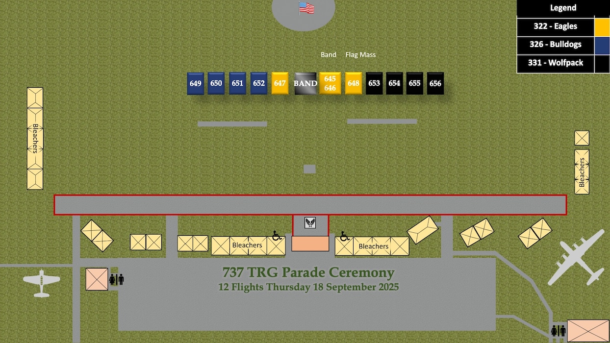 Flights 645-656 BMT Graduation Parade Line Up Graphic