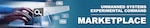 Person typing on laptop surrounded by technology thumbnails on teal background with the title "Unmanned Systems Experimental Command Marketplace"