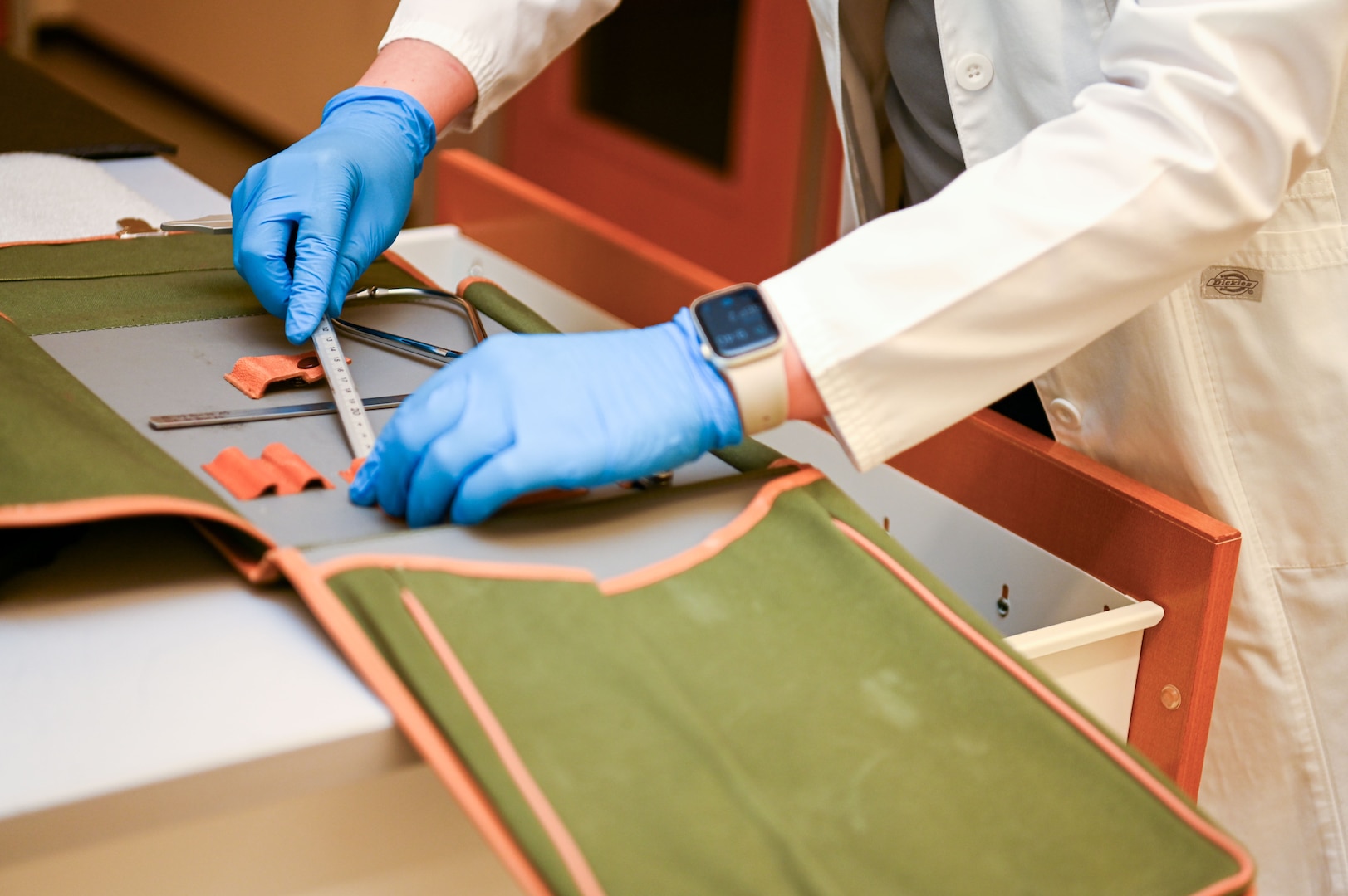 Kristin Bukovec, a DPAA laboratory quality manager, assesses and function checks lab equipment at the Daniel K. Inouye DPAA Center of Excellence, Joint Base Pearl Harbor-Hickam, Sept. 2, 2025.