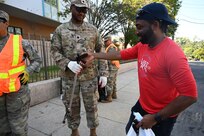 Brig. Gen. Leland D. Blanchard II, Commanding General (Interim) of the D.C. National Guard, and members of Task Force Beautification join Ward 8 residents, volunteers, and 8B06 Advisory Neighborhood Commission (ANC) members for a pop-up community clean-up in Washington, D.C., Sept. 13, 2025. The effort, led by ANC Commissioner Marcus “Mick” Hickman, marked the first time D.C. National Guard members worked alongside residents and elected officials in support of the D.C. Safe and Beautiful mission in providing critical support to the D.C. Metropolitan Police Department in ensuring the safety of all who live, work and visit the District. Many of the participating Guard members live and work in the District, strengthening their shared commitment to keeping local neighborhoods safe and clean.