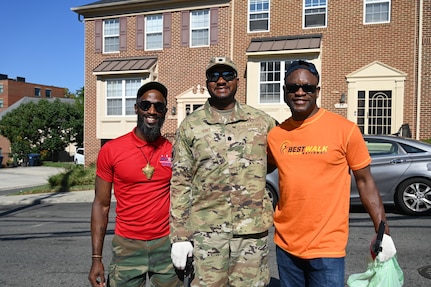 Brig. Gen. Leland D. Blanchard II, Commanding General (Interim) of the D.C. National Guard, and members of Task Force Beautification join Ward 8 residents, volunteers, and 8B06 Advisory Neighborhood Commission (ANC) members for a pop-up community clean-up in Washington, D.C., Sept. 13, 2025. The effort, led by ANC Commissioner Marcus “Mick” Hickman, marked the first time D.C. National Guard members worked alongside residents and elected officials in support of the D.C. Safe and Beautiful mission in providing critical support to the D.C. Metropolitan Police Department in ensuring the safety of all who live, work and visit the District. Many of the participating Guard members live and work in the District, strengthening their shared commitment to keeping local neighborhoods safe and clean.