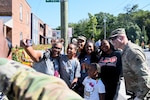 Brig. Gen. Leland D. Blanchard II, Commanding General (Interim) of the D.C. National Guard, and members of Task Force Beautification join Ward 8 residents, volunteers, and 8B06 Advisory Neighborhood Commission (ANC) members for a pop-up community clean-up in Washington, D.C., Sept. 13, 2025. The effort, led by ANC Commissioner Marcus “Mick” Hickman, marked the first time D.C. National Guard members worked alongside residents and elected officials in support of the D.C. Safe and Beautiful mission in providing critical support to the D.C. Metropolitan Police Department in ensuring the safety of all who live, work and visit the District. Many of the participating Guard members live and work in the District, strengthening their shared commitment to keeping local neighborhoods safe and clean. (U.S. Army photo by Ayan Sheikh)