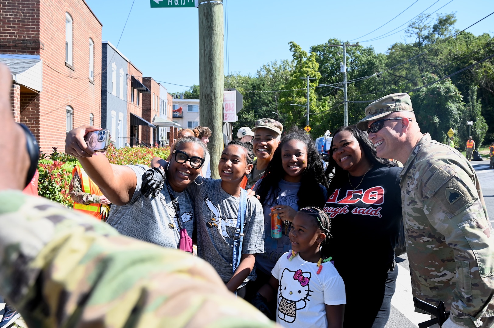 Brig. Gen. Leland D. Blanchard II, Commanding General (Interim) of the D.C. National Guard, and members of Task Force Beautification join Ward 8 residents, volunteers, and 8B06 Advisory Neighborhood Commission (ANC) members for a pop-up community clean-up in Washington, D.C., Sept. 13, 2025. The effort, led by ANC Commissioner Marcus “Mick” Hickman, marked the first time D.C. National Guard members worked alongside residents and elected officials in support of the D.C. Safe and Beautiful mission in providing critical support to the D.C. Metropolitan Police Department in ensuring the safety of all who live, work and visit the District. Many of the participating Guard members live and work in the District, strengthening their shared commitment to keeping local neighborhoods safe and clean.