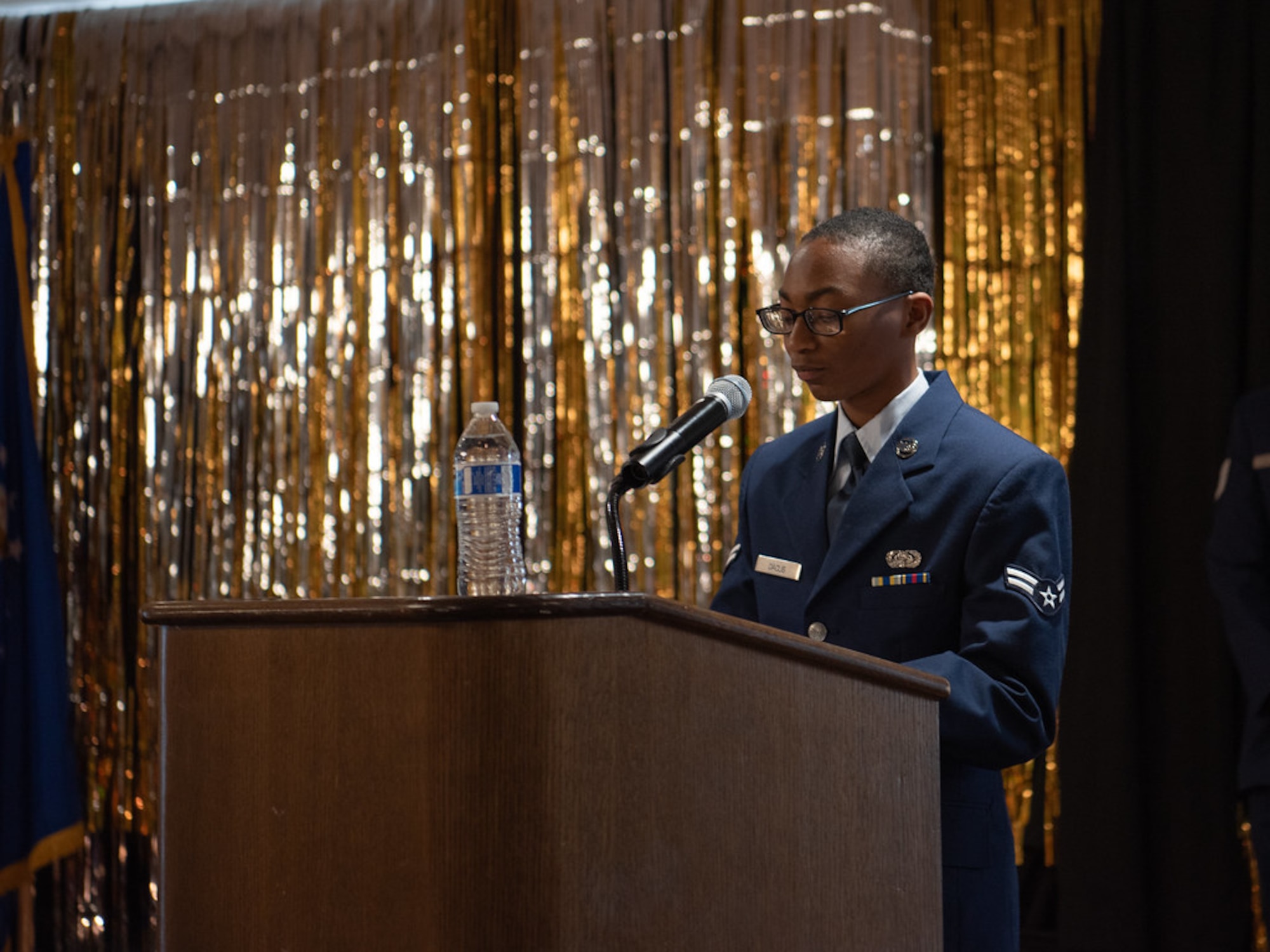 man at podium