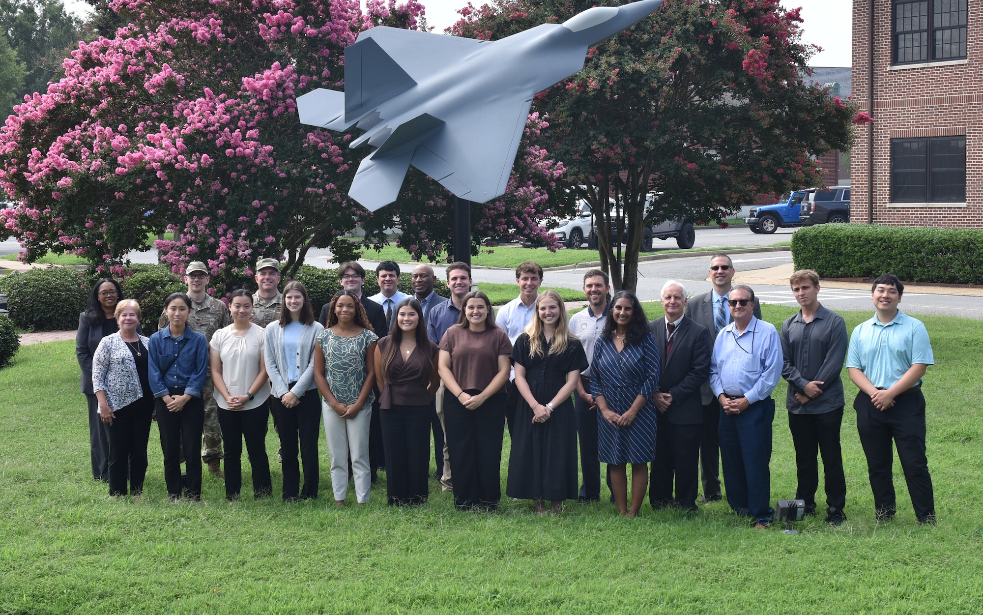 Interns pose for a photo at Langley Air Force Base.