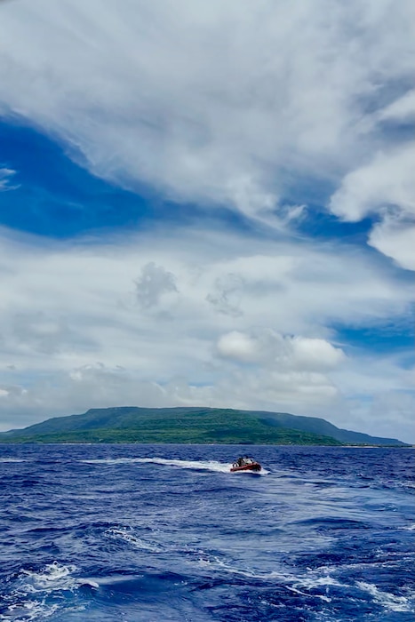 The USCGC Myrtle Hazard (WPC 1139) crew transits off Rota, CNMI, on Aug. 27, 2025.