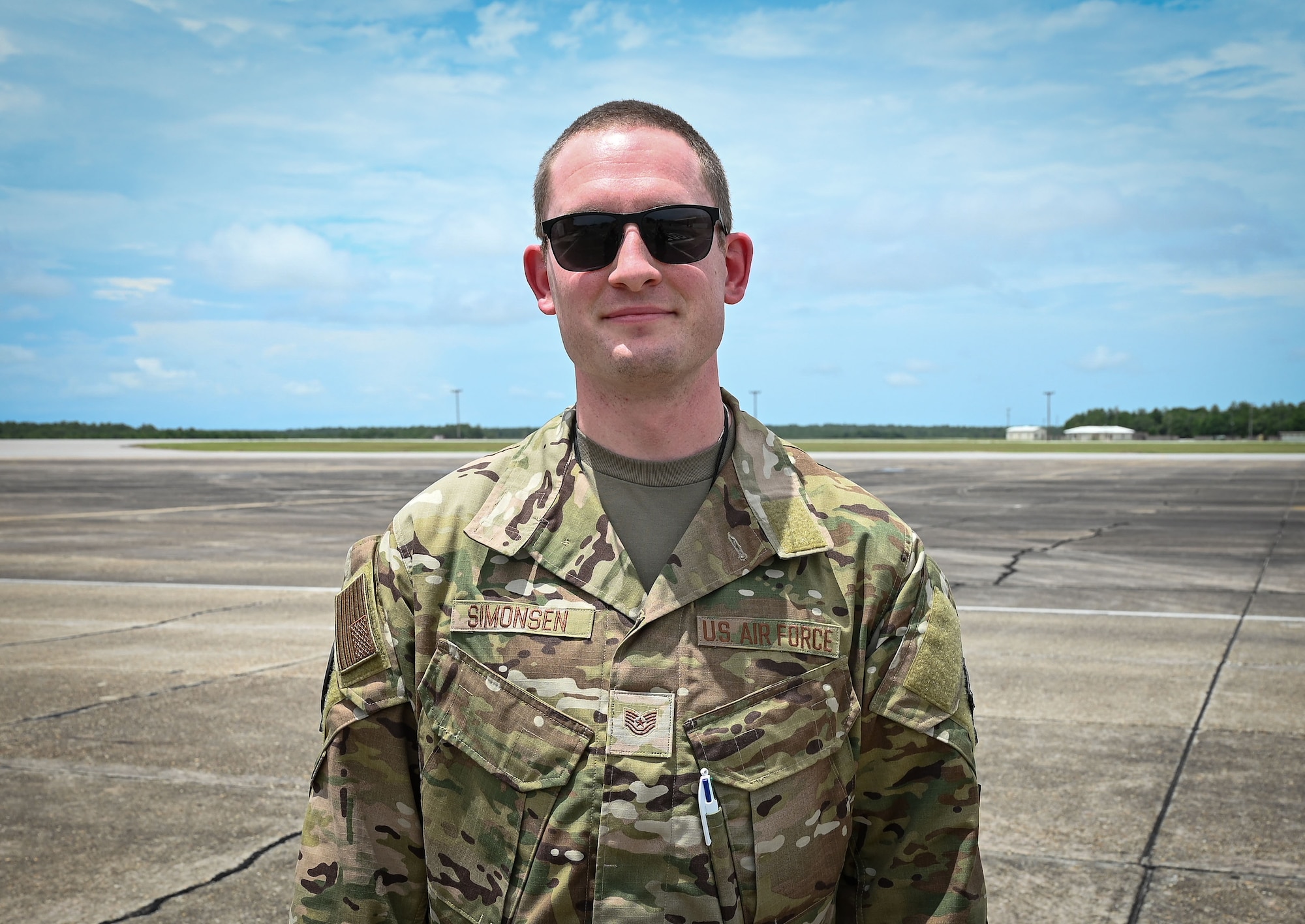 Tech. Sgt. Gabriel Simonsen, a client systems administrator poses for a photo.(U.S. Air Force photo by 1st Lt Rebecca Abordo)