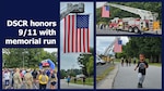 A collage of photos of people running and walking