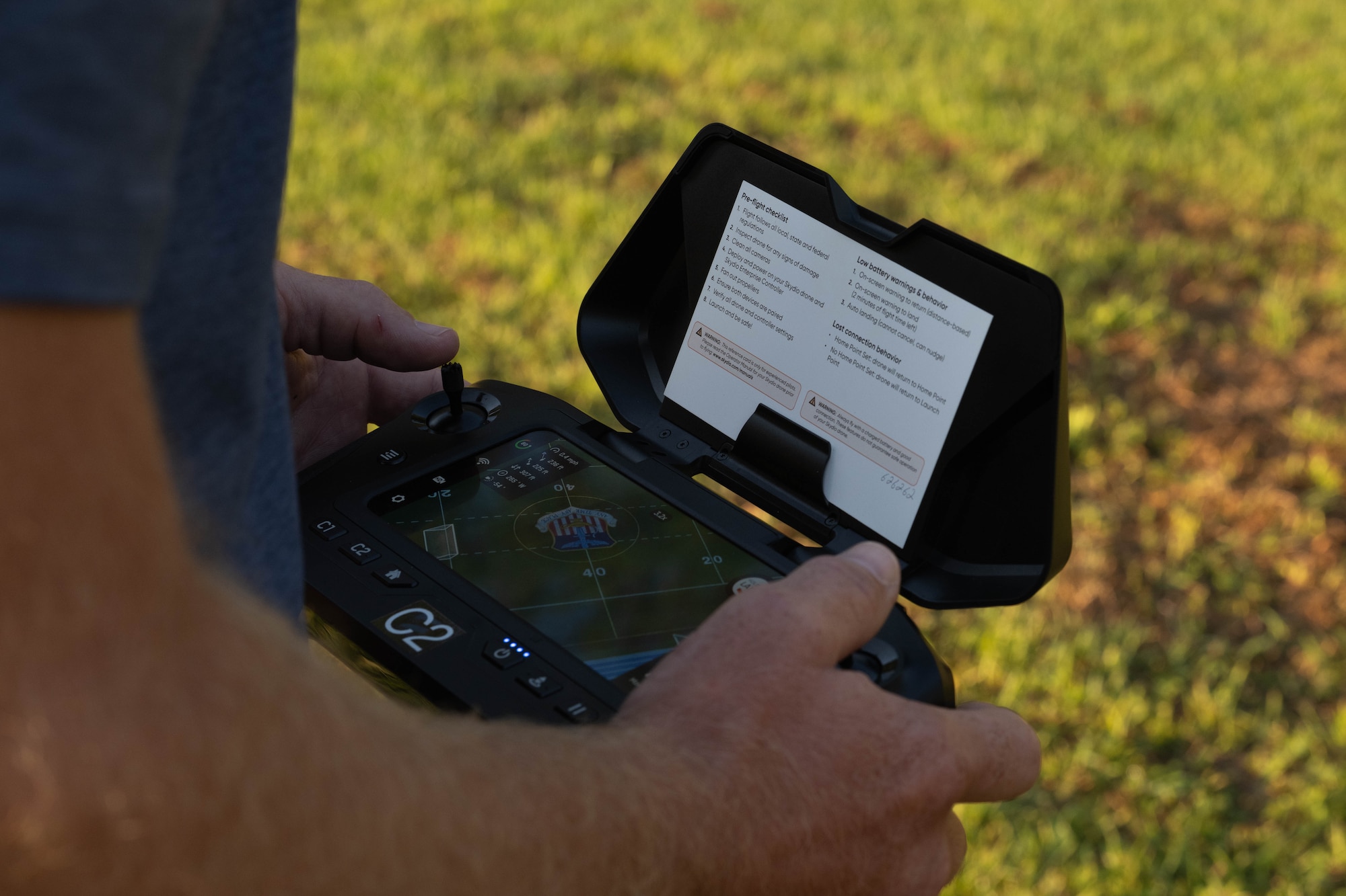 A U.S. Airman assigned to the 1st Special Operations Wing operates a drone for Exercise Commando Response at Hurlburt Field, Florida, Sept. 8, 2025.