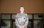 Staff Sgt. Crystal Wilkerson, noncommissioned officer in charge of the 25th Combat Aviation Clinic, a component of Desmond T. Doss Clinic, received a nomination for recognition of exceptional performance from a medical support assistant praising her efforts to significantly improve medical service delivery to Soldiers through a comprehensive digital transformation, Sept. 11, 2025. (Defense Health Agency photo by Khinna Kaminske)