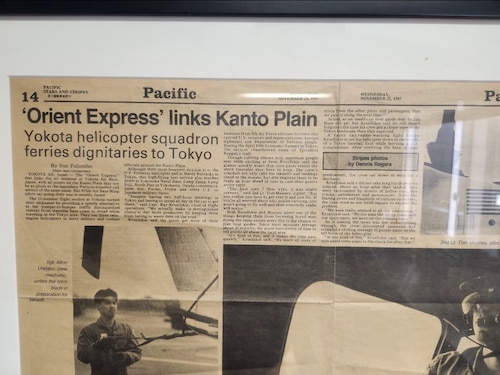 A news clipping highlights the UH-1N Huey