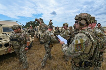 The 433rd Contingency Response Squadron members trained on airfield setup, security force integration, and equipment deployment at the 433rd Airlift Wing flightline here August 4, 2025.