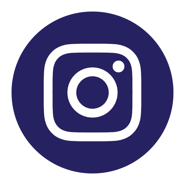 instagram logo in white on a dark blue background