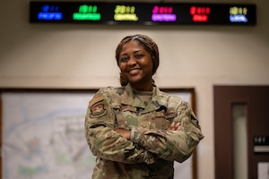 U.S. Air Force Senior Airman Lauren Waits, 51st Fighter Wing senior emergency actions controller, poses for a photo at Osan Air Base, Republic of Korea, Sept. 10, 2025. Waits earned the title of Mustang of the Week for her exceptional contributions within her duties in the command post and for her dedication outside of the vault. (U.S. Air Force photo by Staff Sgt. Jason W. Cochran)