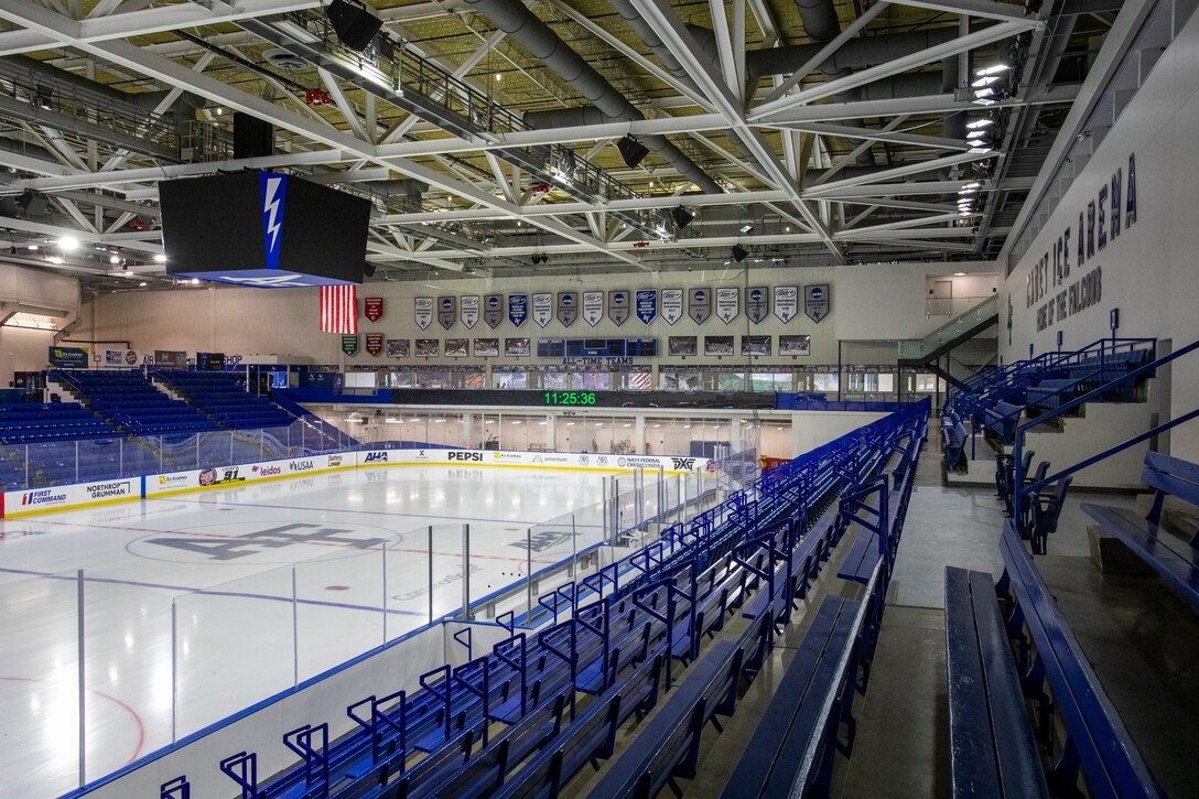 The Cadet Ice Arena, Arena, the U.S. Air Force Academy’s Cadet Field House hockey rink in Colorado Springs, Colorado, photographed Aug. 25, 2025, is one of several facilities upgrade projects recently completed by the U.S. Army Corps of Engineers, Omaha District.