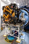 The Robotic Servicing of Geosynchronous Satellites (RSGS) payload integrated with the Northrop Grumman Mission Robotics Vehicle (MRV) spacecraft bus sits outside the cryogenic thermal vacuum chamber after completing testing at the U.S. Naval Research Laboratory’s (NRL) Naval Center for Space Technology (NCST) in Washington, D.C., Sept. 3, 2025. NRL NCST, with funding support from the Defense Advanced Research Projects Agency (DARPA), is conducting final space-readiness testing on RSGS, a robotic payload designed to extend and upgrade satellites already in orbit.