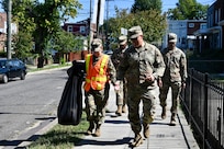 Brig. Gen. Leland D. Blanchard II, Commanding General (Interim) of the D.C. National Guard, and members of Task Force Beautification join Ward 8 residents, volunteers, and 8B06 Advisory Neighborhood Commission (ANC) members for a pop-up community clean-up in Washington, D.C., Sept. 13, 2025.
