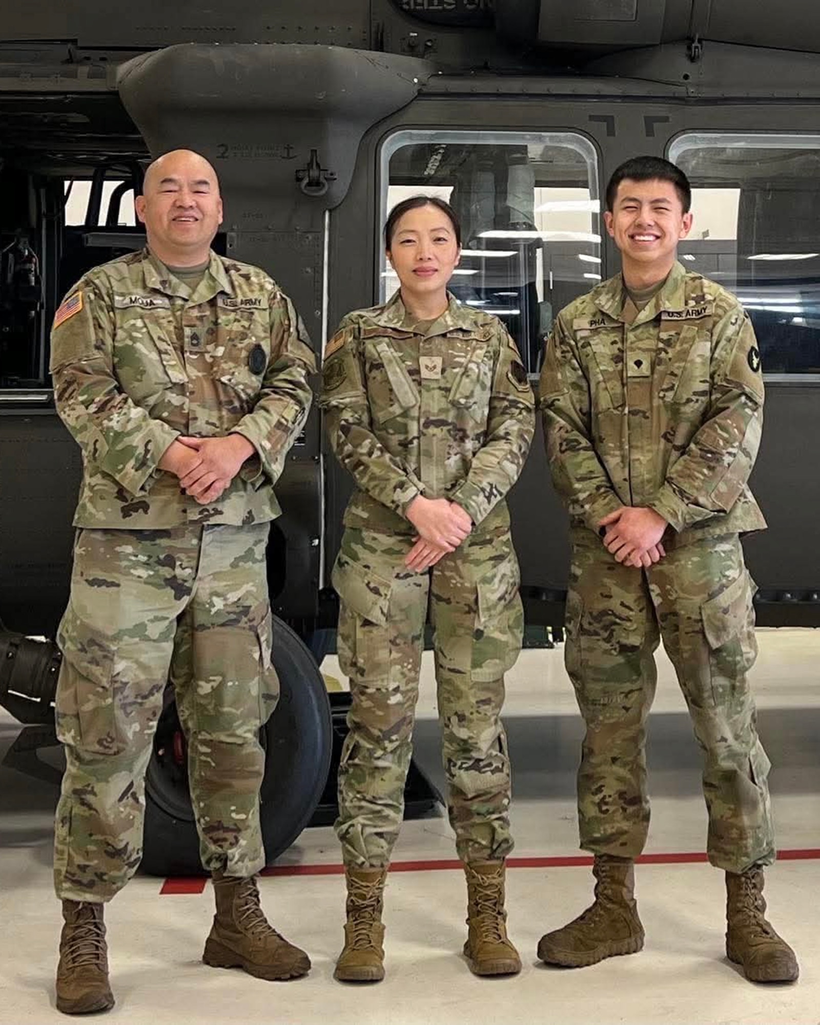 U.S. Air Force Staff Sgt. Faith Xiongblaxang visits the Army Aviation Support Facility in St Paul, Minn., in January 2024.