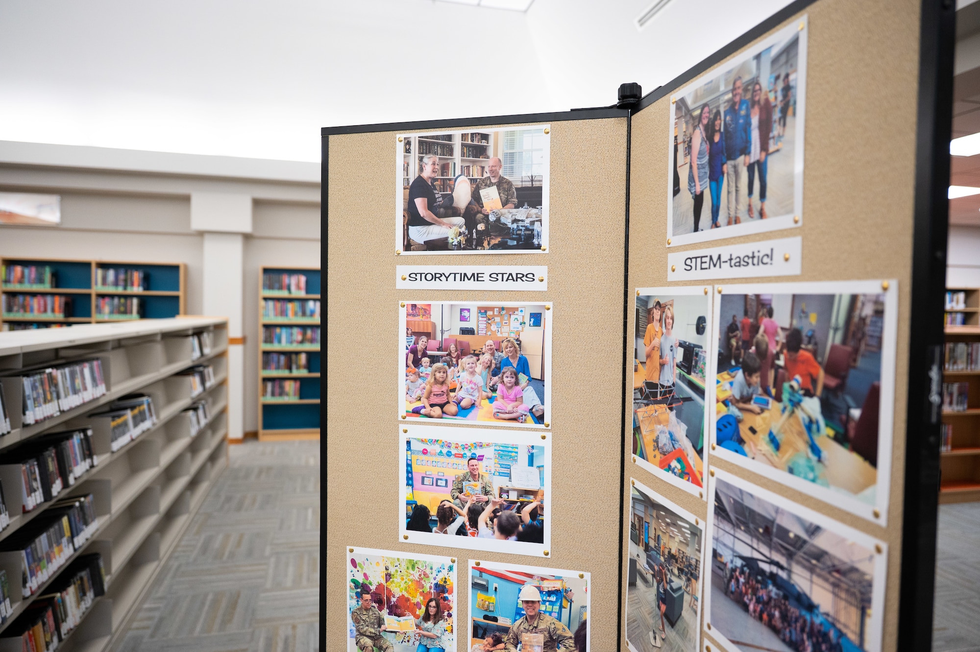 Displays showcasing the history and resources of the Patrick Space Force Base library are featured during the library's 75th anniversary celebration on September 4 ,2025.