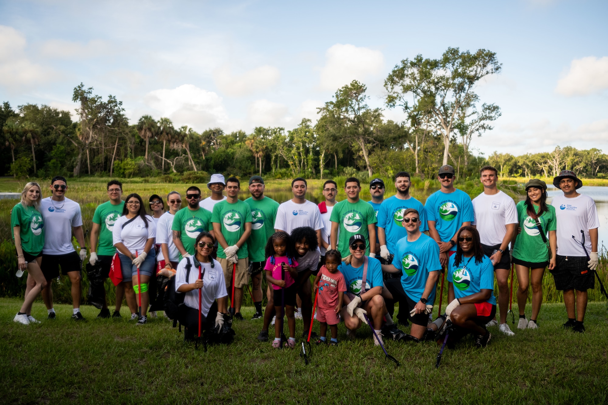 Airman Leadership School Class 25-F students pose for a photo prior to a community clean-up in Downtown Tampa, Sept. 6, 2025. ALS shapes well-rounded leaders dedicated to bettering both their unit and their community. (U.S. Air Force photo by Senior Airman Zachary)