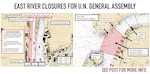Map of East River closures for UNGA 80