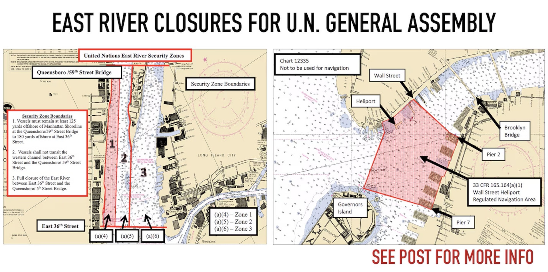 Map of East River closures for UNGA 80