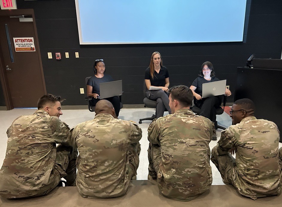 Researchers from the U.S. Army Research Institute for the Behavioral and Social Sciences (ARI) and the Consortium of Universities of the Washington Metropolitan Area conduct a focus group with Soldiers at Fort Benning, GA on September 4, 2025.