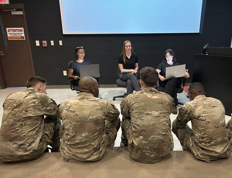 Researchers from the U.S. Army Research Institute for the Behavioral and Social Sciences (ARI) and the Consortium of Universities of the Washington Metropolitan Area conduct a focus group with Soldiers at Fort Benning, GA on September 4, 2025.