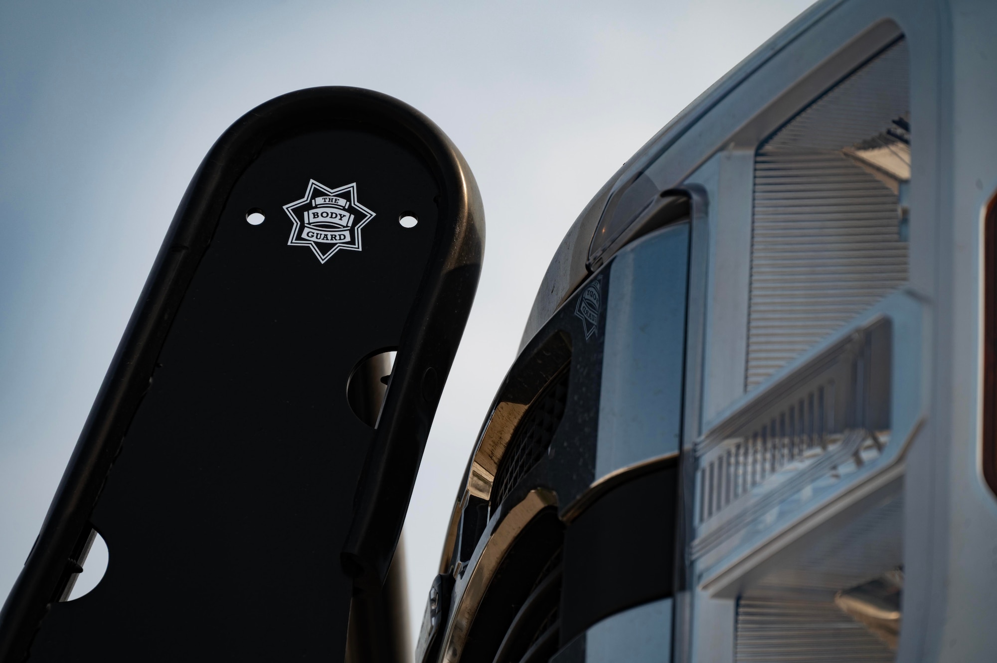 A new up-armored Ford F-350s is parked with the 5th Logistics Readiness Squadron vehicle fleet at Minot Air Force Base, North Dakota, Sept. 8, 2025. F-350s are being used to phase out the use of Bearcats and Humvees at Minot AFB marking a modernization effort aimed at enhancing safety, efficiency and sustainability for defenders. (U.S. Air Force photo by Senior Airman Alyssa Bankston)