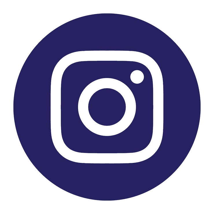 instagram logo in white on a dark blue background