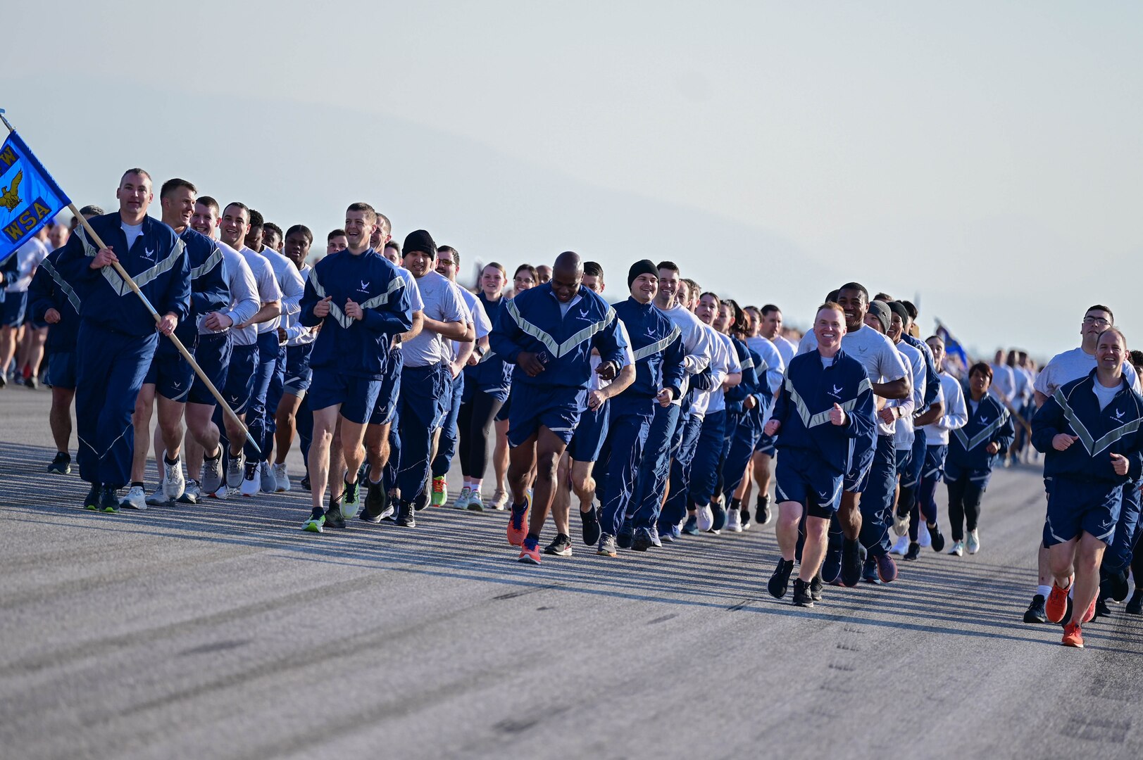 USAF Airmen participate in the wing-wide flightline run