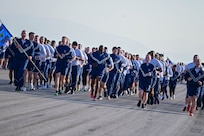 USAF Airmen participate in the wing-wide flightline run