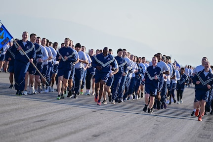 USAF Airmen participate in the wing-wide flightline run